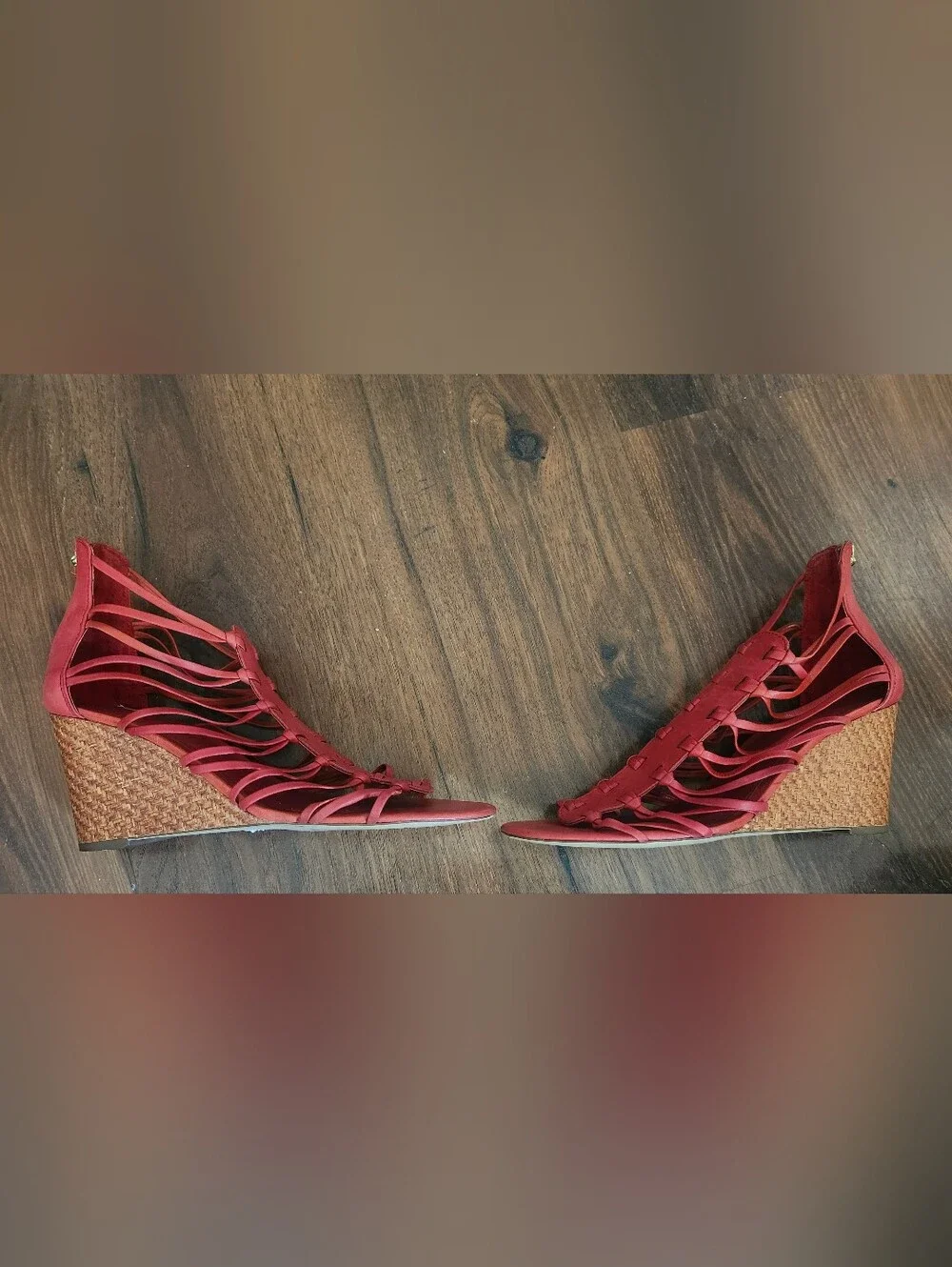 Ralph Lauren Red Strappy Alexandrea Wedge Sandals